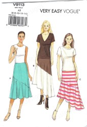 9113 VOGUE EASY CLOSE FIT SHAPED FLOUNCE STRETCH KNIT SKIRT PATTERN 6-14 UNCUT